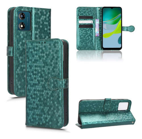 Funda Con Textura De Puntos Verdes Para Motorola Moto E13 4g