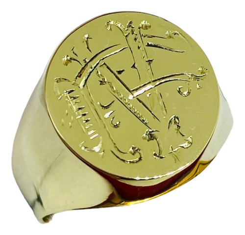 Anillo Sello Hueco Oro Amarillo 18k - 5grs - Merlin Joyas-