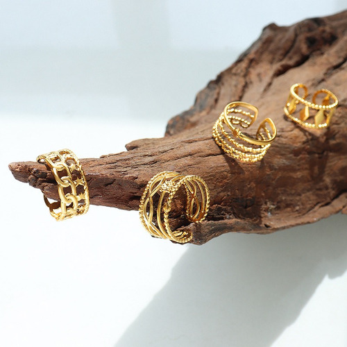 Anillo Baño Oro 18k Rombo Ajustable