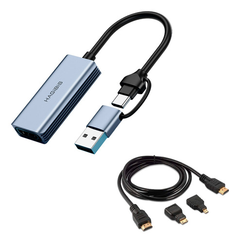 Capturadora Video Usb Hagibis Tipo C 1080p Cable Hdmi 3 En 1