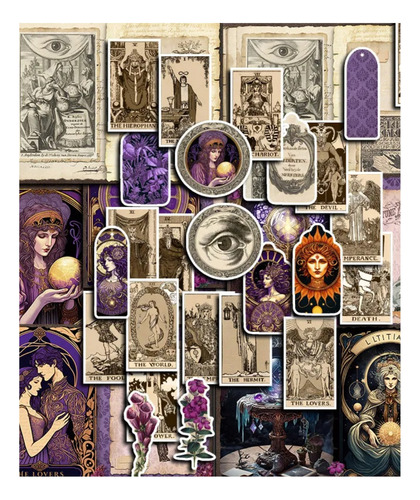Set Papeleria Y Stickers 38 Piezas Astrología Tarot Magia