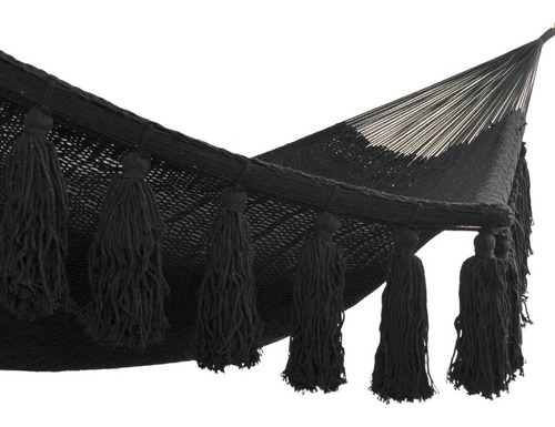 Imagen 5 de 7 de Hamaca Yucateca 100% Artesanal Macramé Color Negro Premium