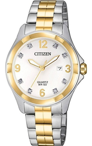 Reloj Citizen 61078 Eu6084-57a Mujer Acero Fechador Color del fondo Blanco 61078