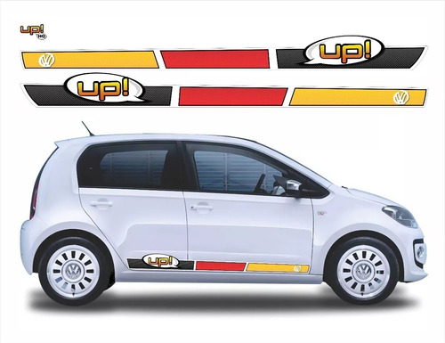 Kit Adesivo Faixa Lateral Para Volkswagen Up 14062 Cor VERMELHO/AMARELO/CINZA