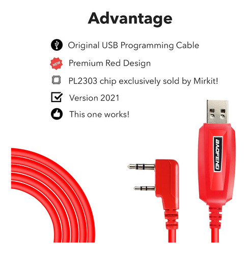 Baofeng Cable De Programación Uv-5r/5ra/5r Plus/5re, Uv3r Pl