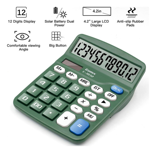 Calculadora De Escritorio Comix 12 Dígitos Con Pantalla Lcd