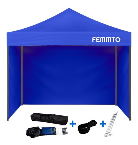 Gazebo 3x3 Autoarmable Plegable Reforzado Exterior C Paredes Color Azul