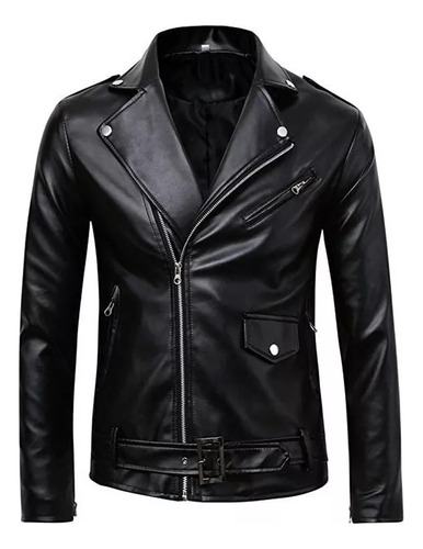 Cazadora Biker Black Slim Fit