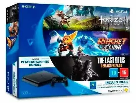 Console PS4 Slim 500GB Hits Bundle 4 Jogos