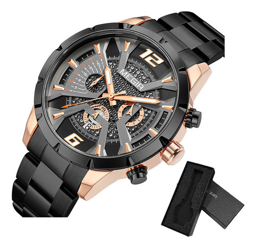 Reloj De Calendario Megir Business Luminous Para Hombre Color Del Bisel Negro