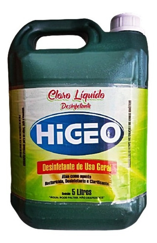Cloro Liquido Limpador-bactericida Conc Embalagem 5 Litros