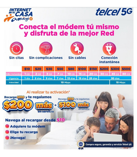 Módem Telcel Internet En Casa Wifi Hotspot Rural Prepago Blanco