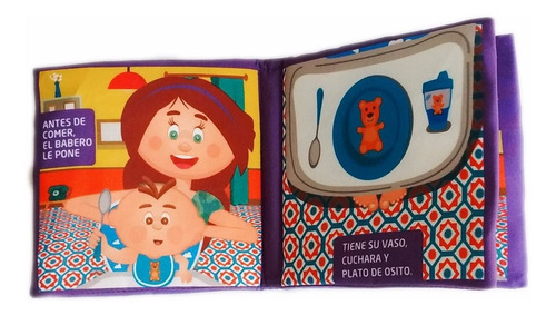 Imagen 2 de 6 de Libro De Tela Didactico Para Bebes: Bebe A Comer Educando