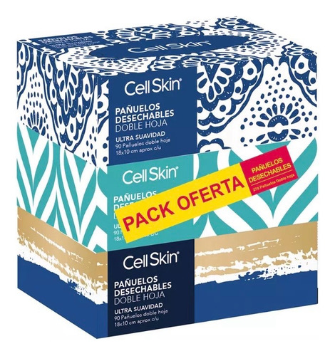 Cell Skin Pack Cell Skin Pañuelos Desechables 3x90 Azul