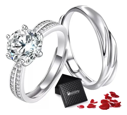 Anillo De Pareja HIJONES - Acero Inoxidable Para Hombre Y Mujer, Promesa O Compromiso, Tamaño Ajustable Según Medida
