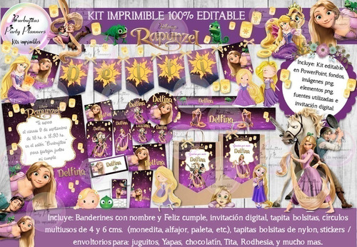 Kit Imprimible Candy Bar Rapunzel Enredados Editable