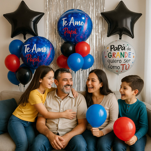 Combo Kit Globos Dia Del Padre Te Amo Papa Fiesta Deco Azul Papá