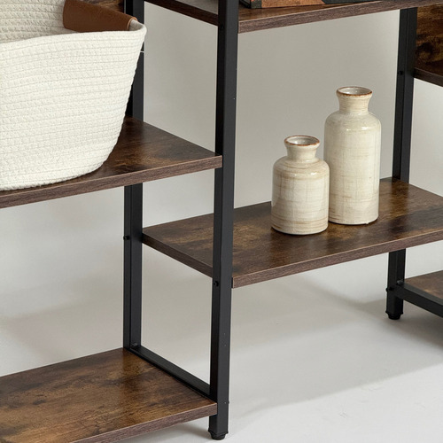 Librero Triple Estante Madera Acero Grande Aho-st-153 Repisa Color Roble