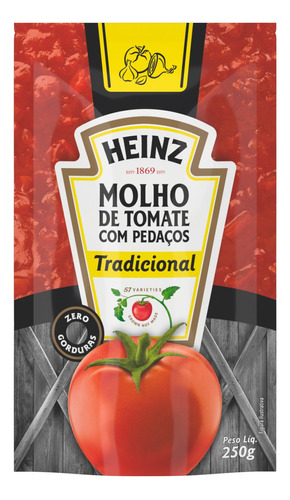 Molho de Tomate Tradicional Heinz Molho de Tomate em sachê 250 g