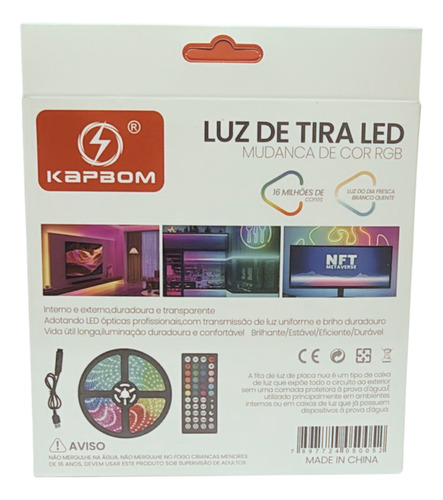 Luz De Tira Led Fita 5m Cor Rgb Mudanca De Cor Rgb