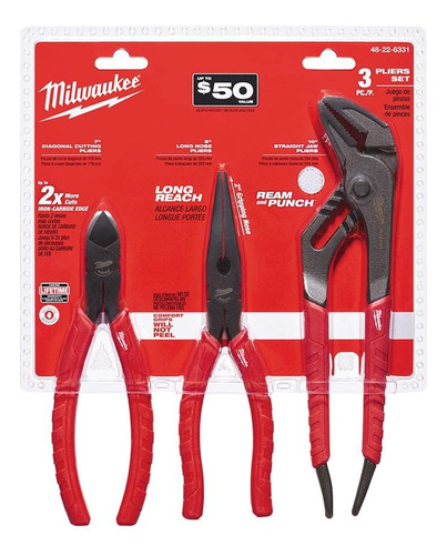 Milwaukee Pliers Set Aleación Stl 3pk