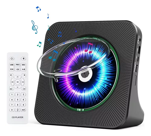 Reproductor de CD portátil para el hogar, reproductor de CD de escritorio  con altavoces estéreo, batería recargable, Bluetooth, radio Fm, control