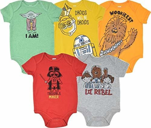 Pack De 5 Monos Para Bebe Star Wars Ninos De Hasta 24 Meses Ropa De Una Pieza Courier365 In