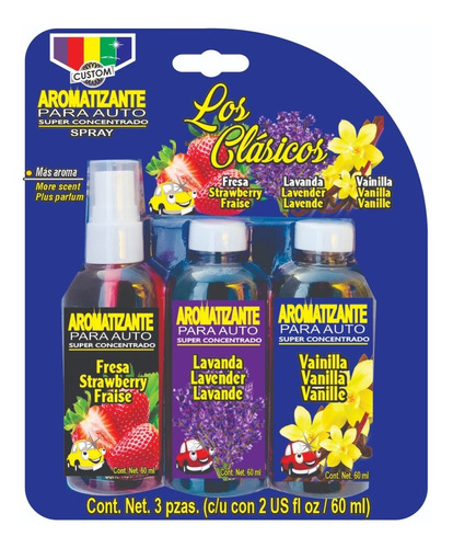 Aromatizante Para Auto En Spray Con 6 Piezas.