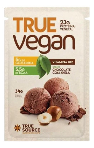 Kit 6x: Proteína True Vegan Chocolate Avelã Sachê True