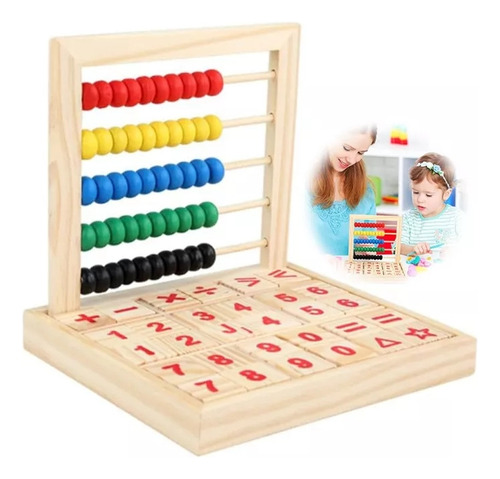 Ábaco De Madera Dabeh Para Niños, 5 Filas Con Bloques De Números Y Símbolos, Ideal Para Matemáticas En Preescolar Y Primaria (1-2 Grado), Regalo Perfecto Para Niños De 2-7 Años.