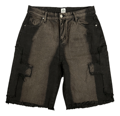 Bermuda De Jean Bordada Unisex, Moda Alternativa