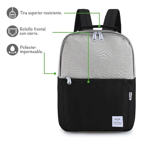 Imagen 4 de 10 de Mochila Bolso Himawari Unisex Con Division Notebook C/ Envio