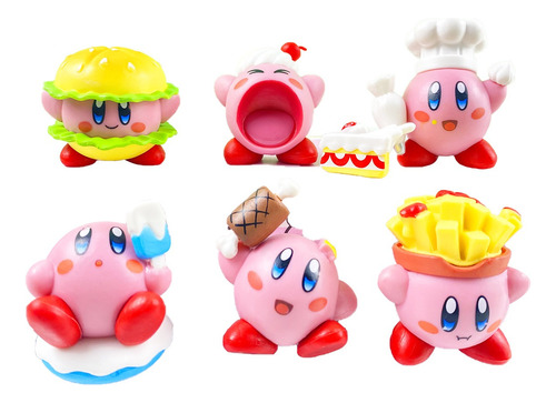 6pcs Figuras De Kirby Decoración De Pasteles Coleccionables