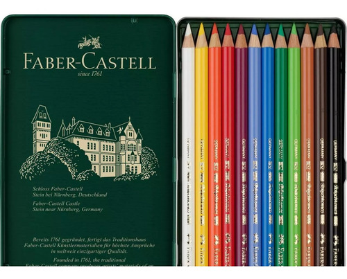  Estuche De Metal 12 Lápices Color Polychromos Faber Castell