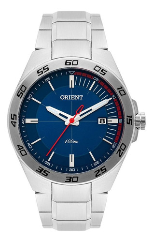 Relógio Orient Masculino Prata Fundo Azul Mbss1299 D1sx