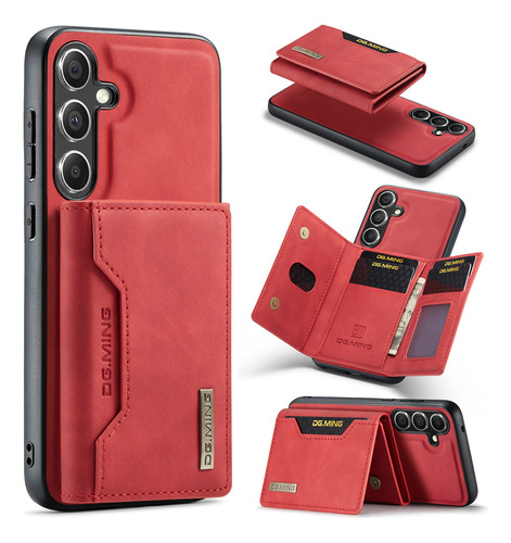 Para Samsung S24 Tri-fold Magnetic Wallet Phone Case Cuero