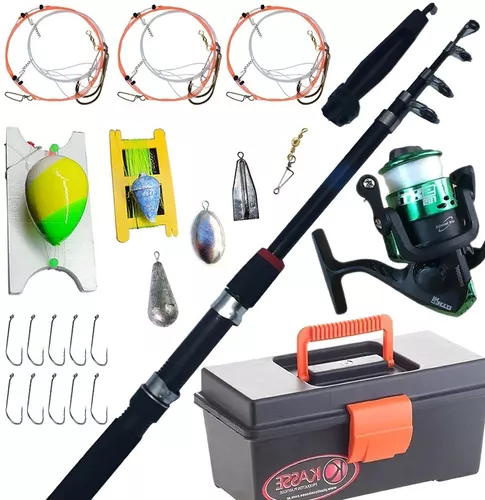 Combo De Pesca Variada Kit Caña 2.40mt + Reel + Accesorios