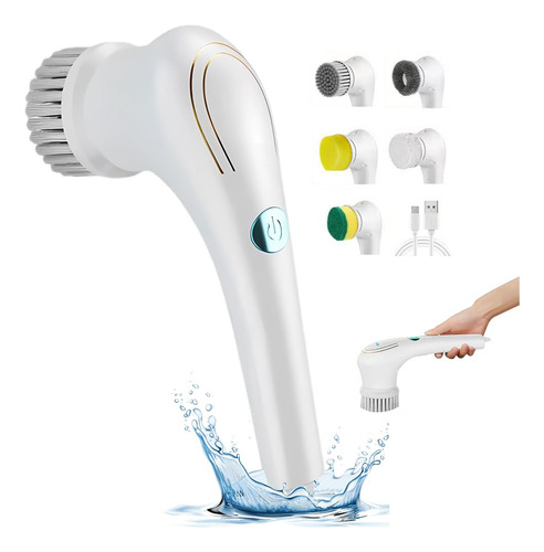 Cepillo Limpiador Eléctrico 5 Cabezales Recargable Usb
