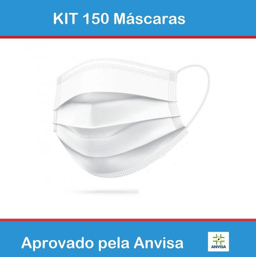 Imagem 1 de 2 de Kit 150 Máscara Cirúrgica Tripla Descartável Clip Nasal