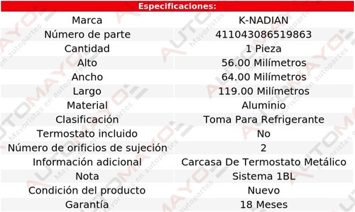 Toma Agua Aluminio 2 Pernos K-nadian Biscayne L6 4.1l 66-72