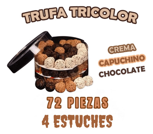 Paquete De 4 Estuches Trufa De Chocolate Tricolor 72 Pzas.