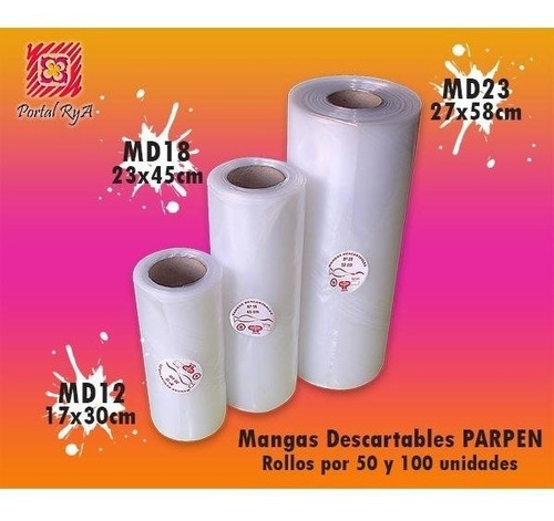 Imagen 5 de 7 de Mangas Descartables N12 - 30 Cm Rollo X 50 U - Parpen