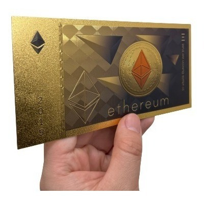 Imagen 4 de 8 de Billete Ethereum Coleccionable Oro Minería Eth Criptomoneda