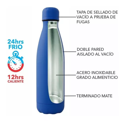  Botella de agua termo inteligente de 16.9 fl oz, pantalla  digital de temperatura, tazas térmicas de café de acero inoxidable, tazas  de aislamiento inteligente (azul) : Hogar y Cocina