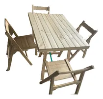Comprar Juego Comedor 120x80 Mesa Con Caballetes + 4 Sillas Plegable