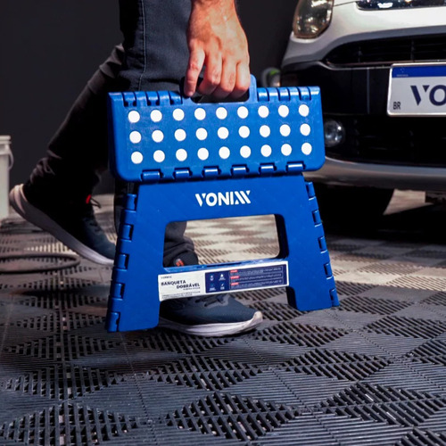 Banqueta Plástica Multiuso Dobrável 31x22 Até 150kg Vonixx Acabamento Da Estrutura Plástico Cor Azul