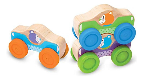 Melissa Y Doug Primero Juegan Animales Apilando Coches Multi