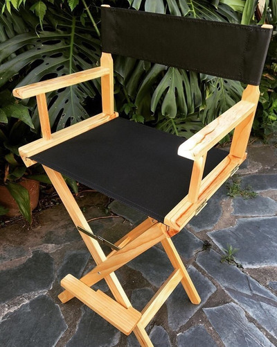 Silla De Director Maquillaje Make Up Cine Profesional Marrón Claro Fijo Cuadrada