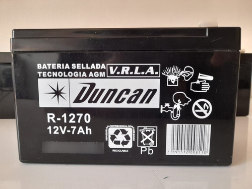 Imagen 3 de 5 de Bateria 12v 7a Agm Duncan Ups/alarmas/lamparas/ R-1270a