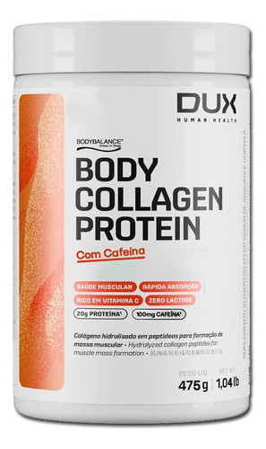 Colágeno Hidrolisado Sem Lactose Dux - Body Collagen Protein Sabor Cappuccino